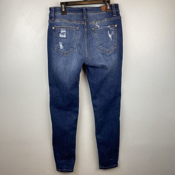 Judy blue jeans women's 9 | 30x28 blue skinny distressed plaid patch JB82140DK - Picture 4 of 11